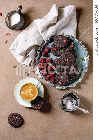 Dark chocolate salted cookies Dark chocolate salted cookies 65477634