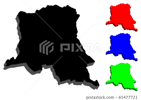 3D map of Democratic Republic of the Congo - Stock Illustration ...