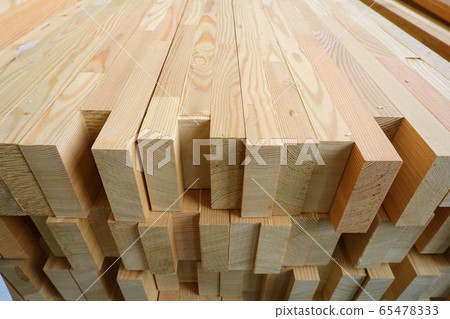 End-top close up view of stack of three-layer 65478333