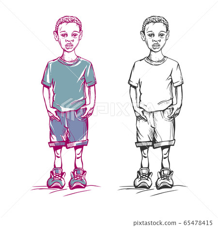 Sketch colored African-American boy 65478415