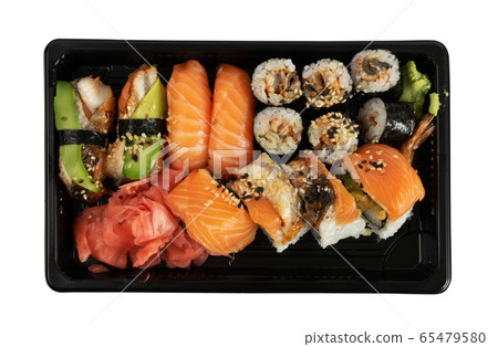 Plastic Container with Sushi Set Ready for Takeout Plastic Container with Sushi Set Ready for Takeout 65479580