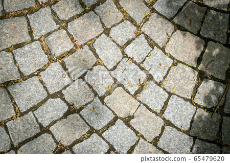 Grey Old Stone Pavement Top View or Granite 65479620