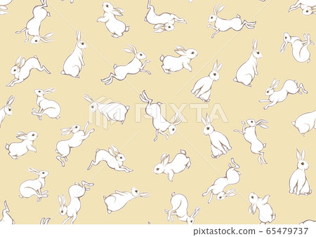 Seamless pattern, background with cute rabbits, hares. 65479737