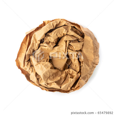 Wrinkled Kraft Paper Textured Ball Isolated on 65479892