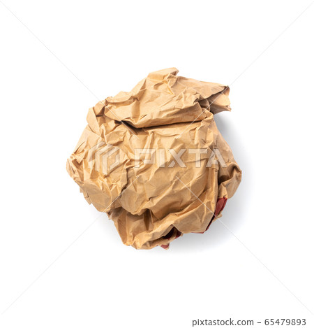 Wrinkled Kraft Paper Textured Ball Isolated on 65479893