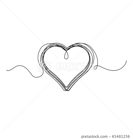 Continuous Heart Vector Illustration, One Line Art 65481256