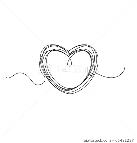 Continuous Heart Vector Illustration, One Line Art Continuous Heart Vector Illustration, One Line Art 65481257