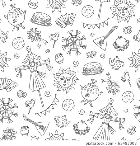 Maslenitsa. Pancake week. Shrovetide. Vector seamless pattern Maslenitsa. Pancake week. Shrovetide. Vector seamless pattern 65483008