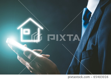 Digital house and businessman 65483016