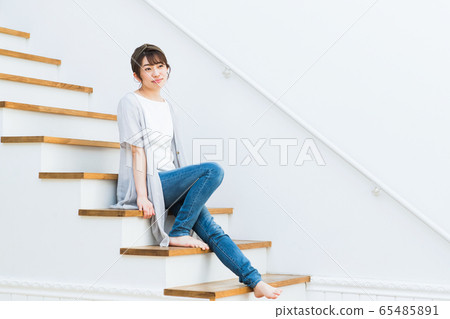 Female living lifestyle stairs Female living lifestyle stairs 65485891