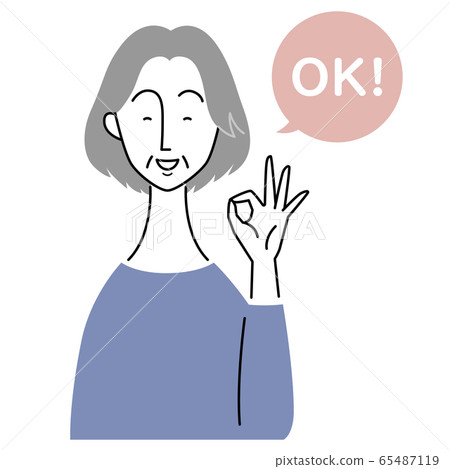 Senior woman doing an "OK" gesture 65487119