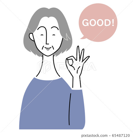Senior woman doing "GOOD" gesture Senior woman doing "GOOD" gesture 65487120