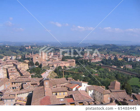 View of the town from Mangia Tower on Piazza del Campo in Siena, central Tuscany, Italy View of the town from Mangia Tower on Piazza del Campo in Siena, central Tuscany, Italy 65488445