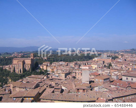 View of the town from Mangia Tower on Piazza del Campo in Siena, central Tuscany, Italy View of the town from Mangia Tower on Piazza del Campo in Siena, central Tuscany, Italy 65488446
