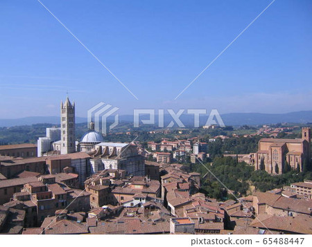 View of the town from Mangia Tower on Piazza del Campo in Siena, central Tuscany, Italy View of the town from Mangia Tower on Piazza del Campo in Siena, central Tuscany, Italy 65488447