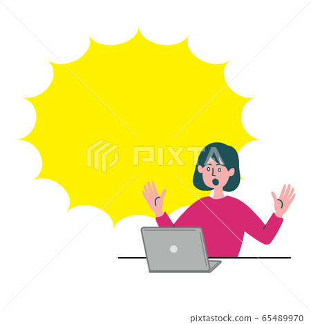 The girl's computer is shocked 65489970