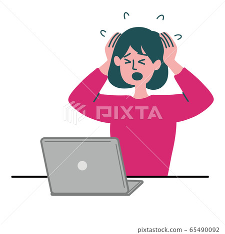 Girl computer impatient - Stock Illustration [65490092] - PIXTA