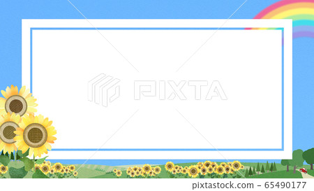 Background-frame-blue sky-summer-sunflower 65490177
