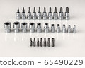 set of nozzles for professional automotive tool on gray background 65490229