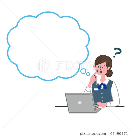 Female bank clerk OL clerk PC Thinking blank Blank 65490571