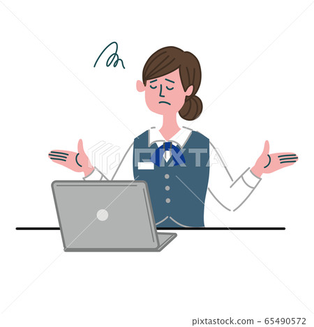Female bank clerk, office worker, computer 65490572