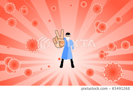 Doctor lift two fingers fight against covid-19 virus or Corona virus. cure corona virus. doctor fight virus concept. Doctor lift two fingers fight against covid-19 virus or Corona virus. cure corona virus. doctor fight virus concept. 65491268