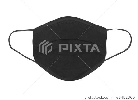 Protective face mask. Disposable earloop 3-layer face mask in black colour for protect against virus and bacteria - image 65492369