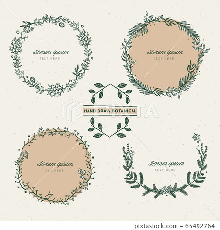 Set of hand draw botanic frame. 65492764