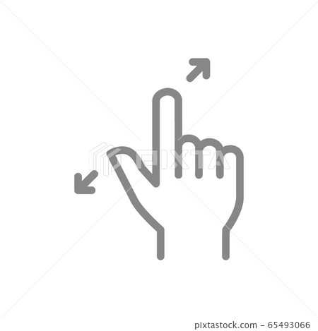 Zoom with two fingers line icon. Touch screen hand gesture symbol 65493066