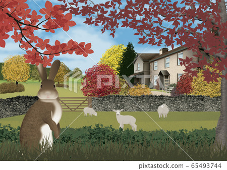 Illustration of the English Lake District in Autumn Illustration of the English Lake District in Autumn 65493744