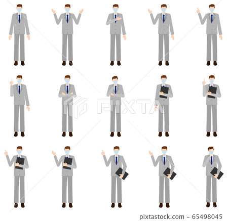 Full body illustration set of a man in a mask wearing a suit Full body illustration set of a man in a mask wearing a suit 65498045