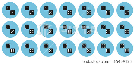 Pairs of black dices vector flat icon set 65499156