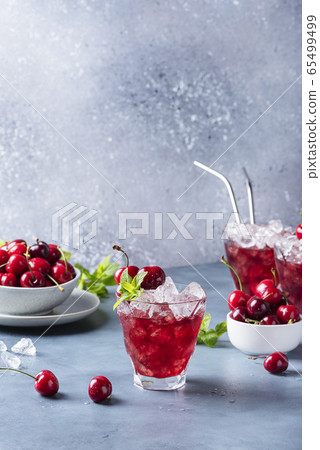 Summer alcholic coktail with cherry Summer alcholic coktail with cherry 65499499