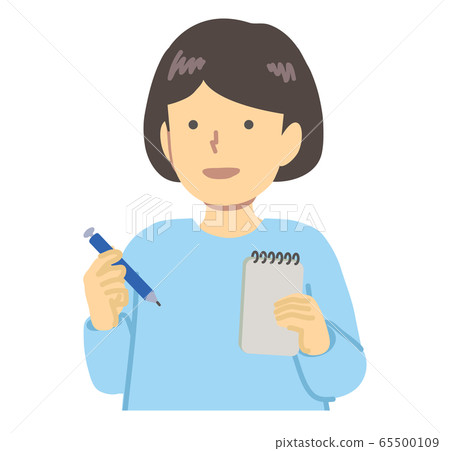 Girl in light blue clothes / taking notes 65500109