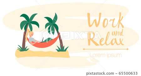 Work and relax vector flat poster template with... - Stock Illustration ...