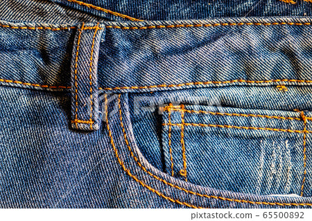 Blue Denim Jeans Watch Pocket Design Details without Rivets and Seams Close Up Blue Denim Jeans Watch Pocket Design Details without Rivets and Seams Close Up 65500892