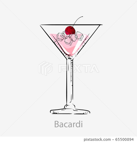 Bacardi cocktail. Cuban aperative cocktail pink alcoholic, sweet bacardi rum grenadine and lemon juice. 65500894