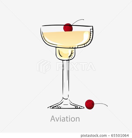 Cocktail aviation. All day cocktail alcoholic silver-gray gin maraschino liquor violet liquor. 65501064