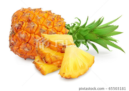 pineapple and slices isolated on white background with full depth of field pineapple and slices isolated on white background with full depth of field 65503181