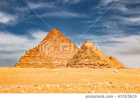 Ancient Great Pyramids at Giza, Cairo, Egypt 65503629
