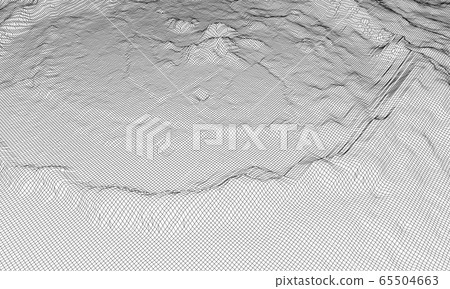 Abstract 3d wire-frame landscape. Blueprint style 65504663