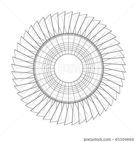 Turbine wheel concept outline. Vector Turbine wheel concept outline. Vector 65504669