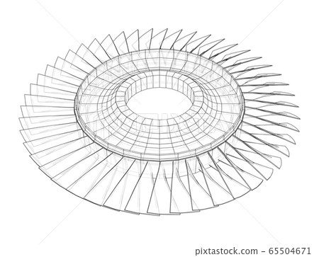 Turbine wheel concept outline. Vector Turbine wheel concept outline. Vector 65504671