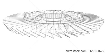 Turbine wheel concept outline. Vector Turbine wheel concept outline. Vector 65504672