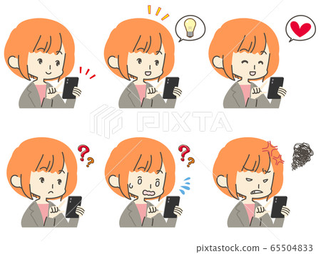 女性上身設置操作智能手機 65504833