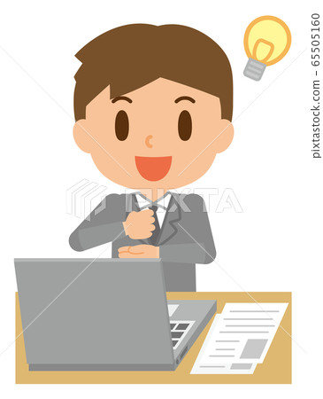 Businessman desk work computer Businessman desk work computer 65505160