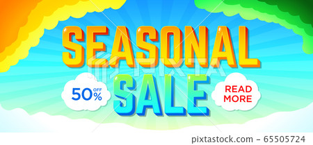 Seasonal sale banner. For Website. Sale and discounts banner. Vector illustration 65505724