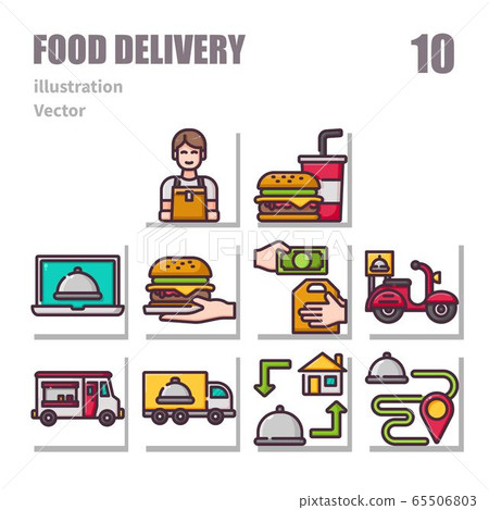 Food Delivery icons set, Color symbol, vector and-插圖素材 [65506803] - PIXTA圖庫