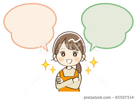 女人,家庭主婦,講話泡泡,微笑 女人,家庭主婦,講話泡泡,微笑 65507314