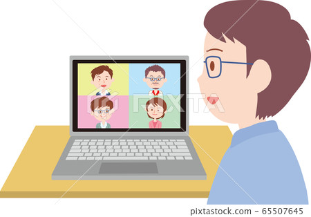 Man making a video conference with a laptop 65507645